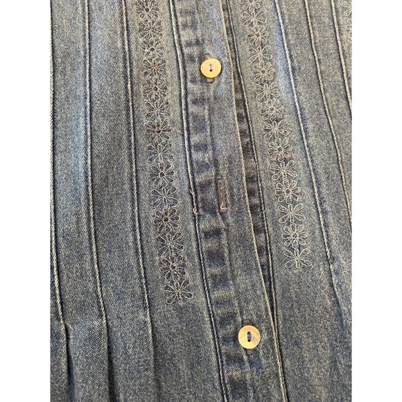 Robbie Bee Denim Button-Down Dress Short Sleeve 100% Cotton Blue Size 14 - Picture 6 of 12